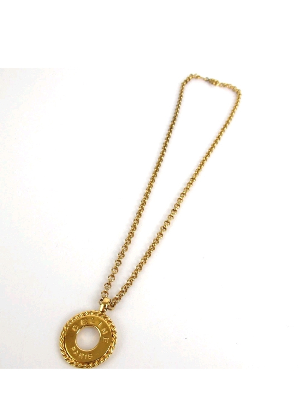 Celine Paris Gold-Tone Rope Circle Pendant Necklace - Picture 3 of 9